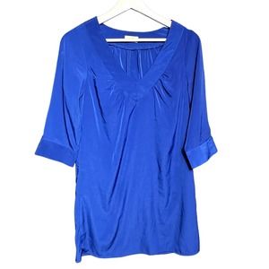 Tobi Women's Cobalt Blue Elbow Sleeve V-Neckline Blouse Size Small